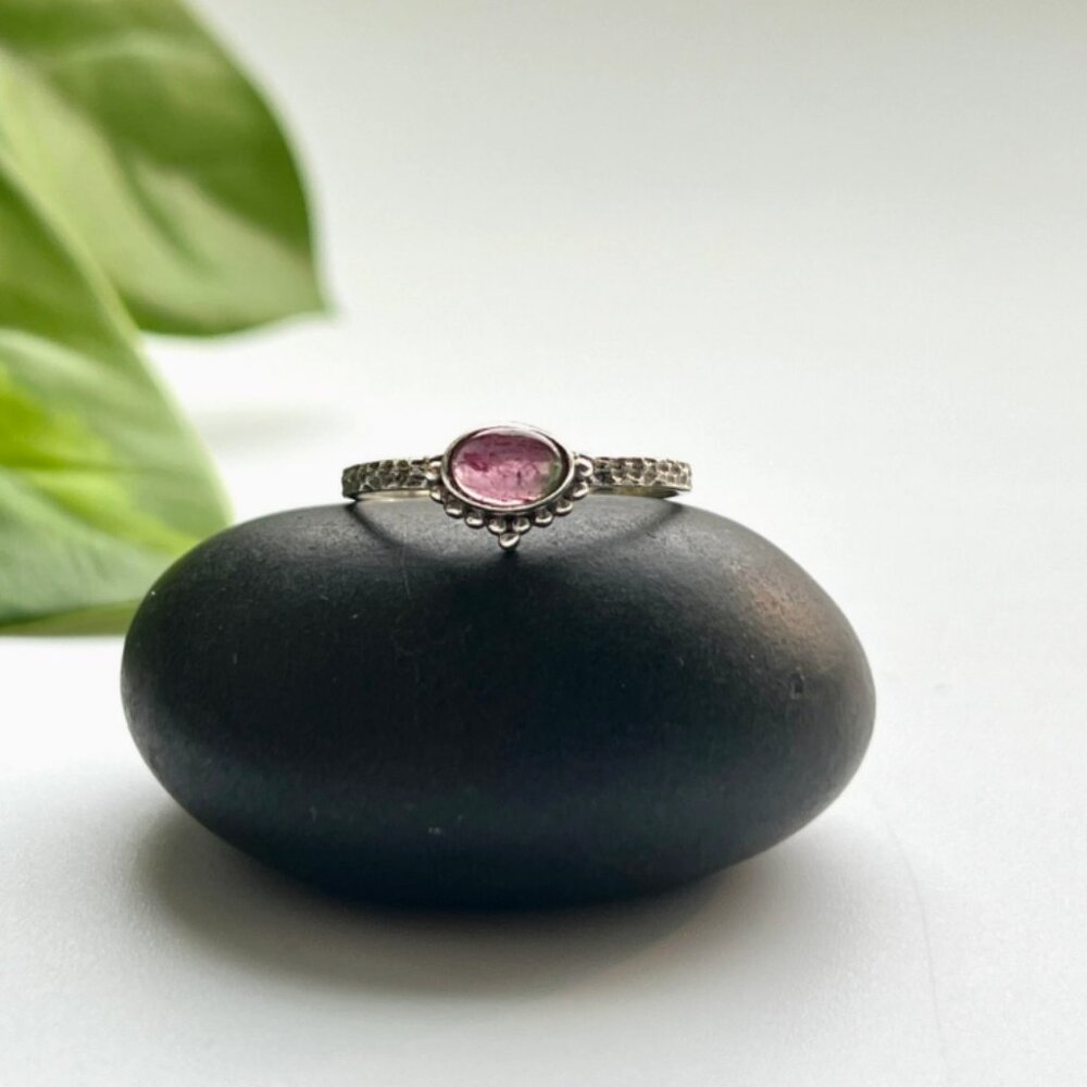 Pink Tourmaline Ring Sterling Silver Handmade Jewelry